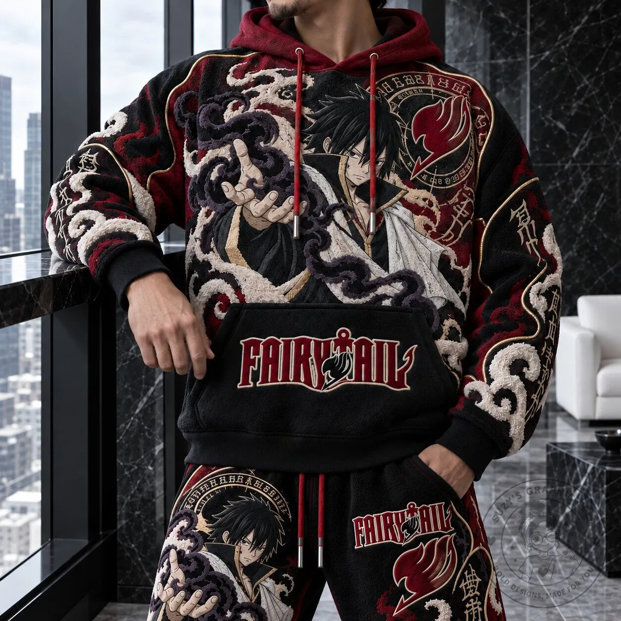 Fairy Tail Anime Gray Fullbuster Magic Oversized Fleece Hoodie