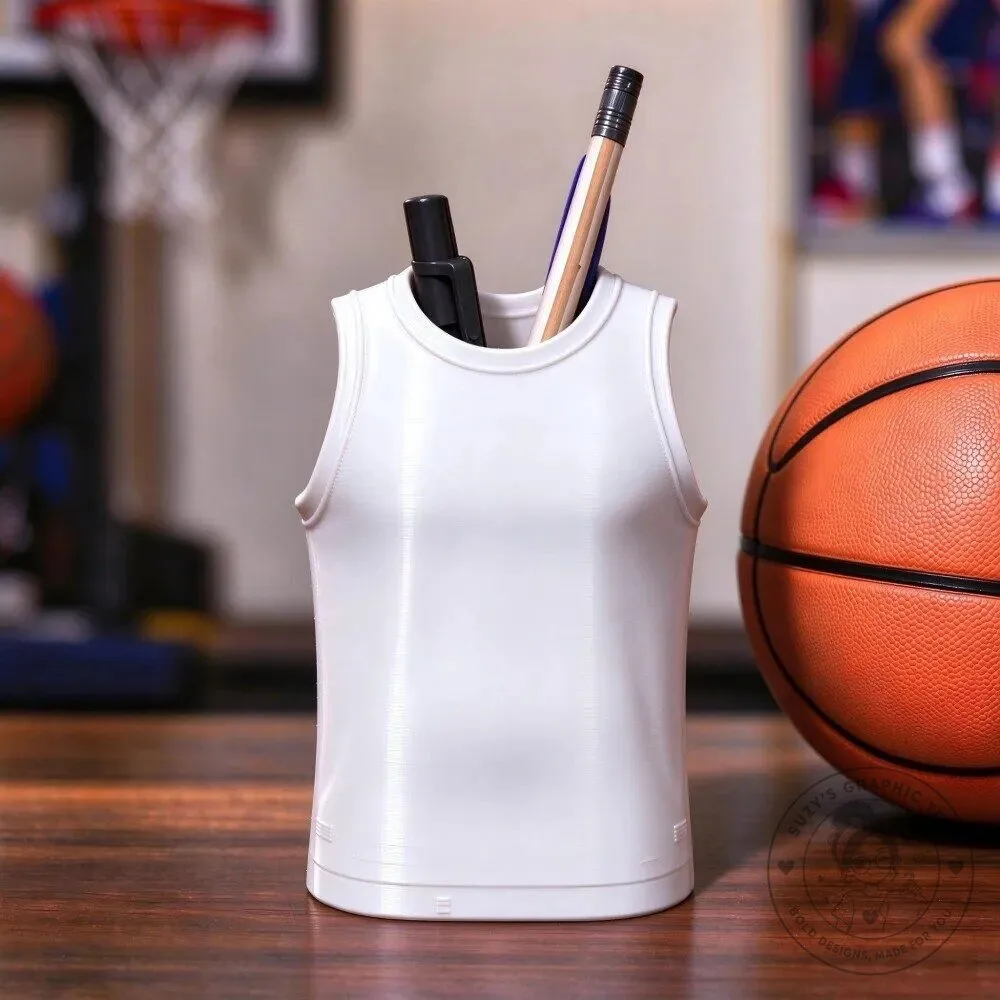 Basketball Jersey Pen Holder - Personalized Desk Organizer for Sports Fans