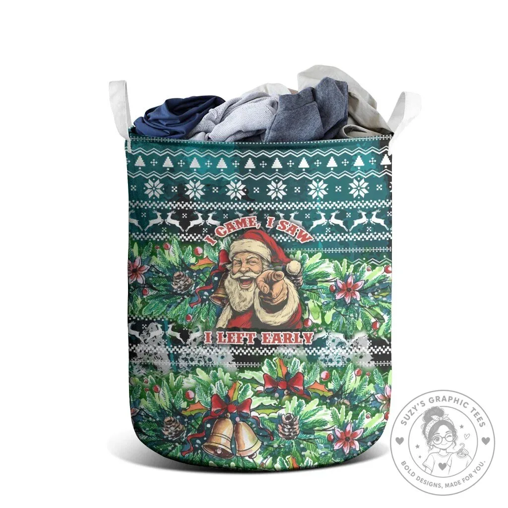 Funny Santa Claus Christmas Holiday Laundry Basket with Ugly Sweater Pattern 9 Funny Santa Claus Christmas Holiday Laundry Basket with Ugly Sweater Pattern