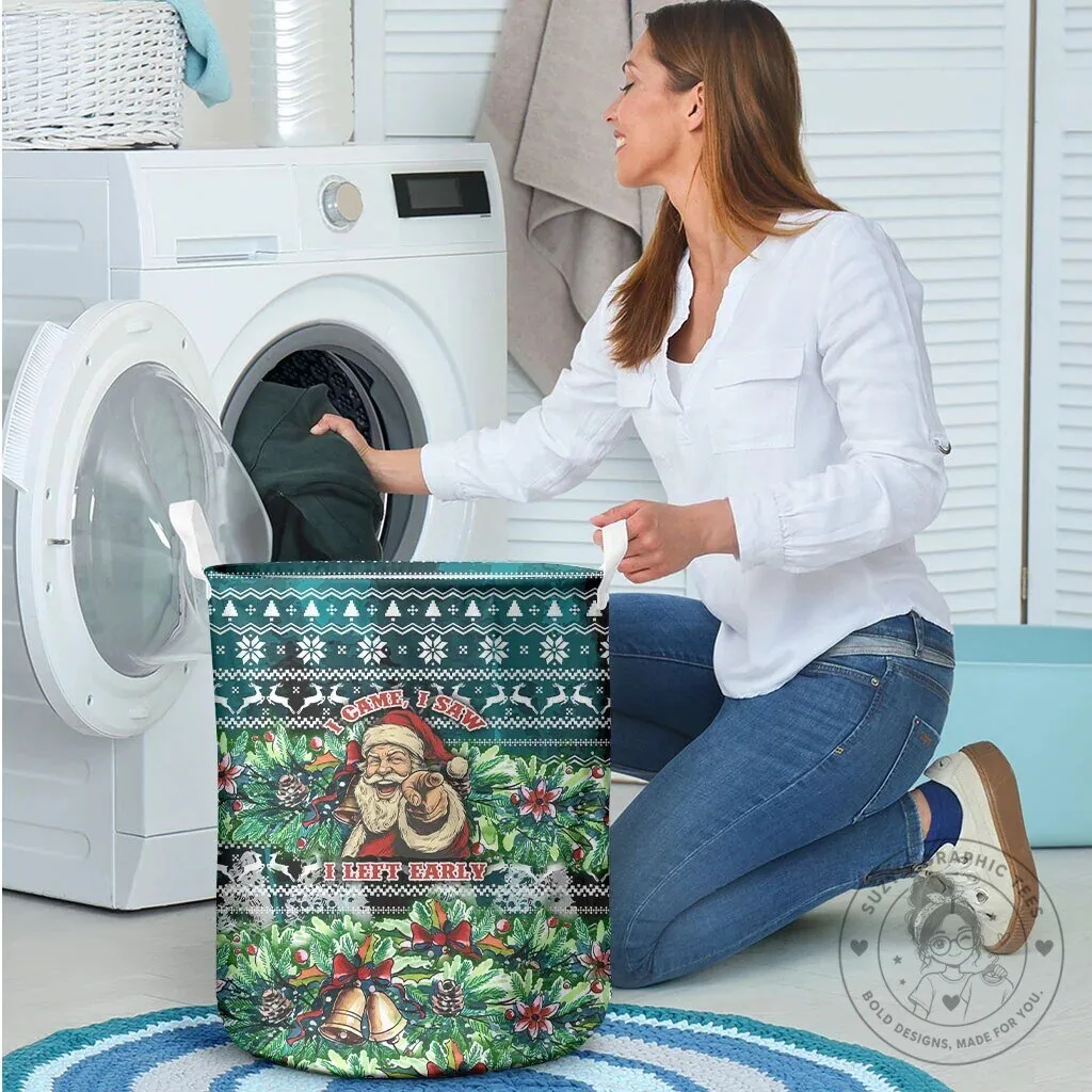 Funny Santa Claus Christmas Holiday Laundry Basket with Ugly Sweater Pattern 10 Funny Santa Claus Christmas Holiday Laundry Basket with Ugly Sweater Pattern