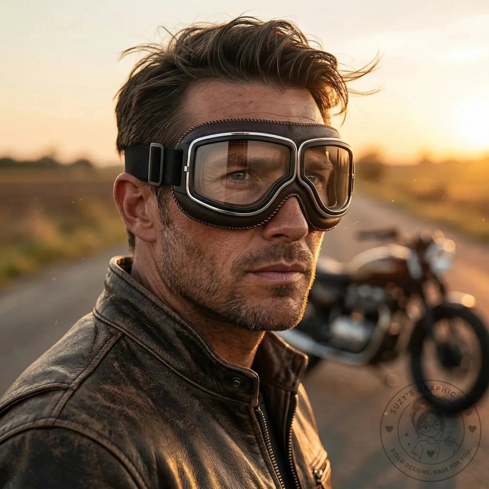 Vintage Motorcycle Goggles Over Glasses Aviator Style Biker Riding Eyewear
