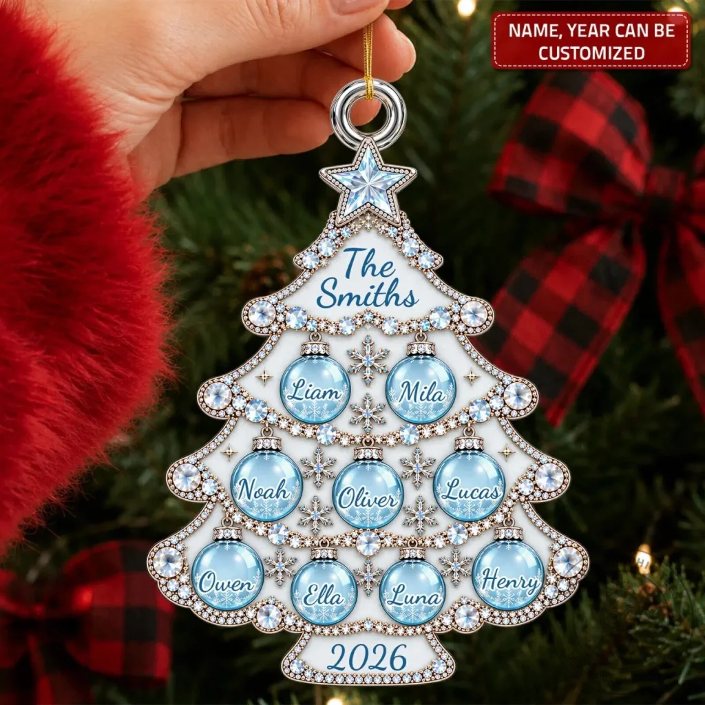 Customizable Christmas Tree Ornament for Family with Names and Year Customizable Christmas Tree Ornament for Family with Names and Year
