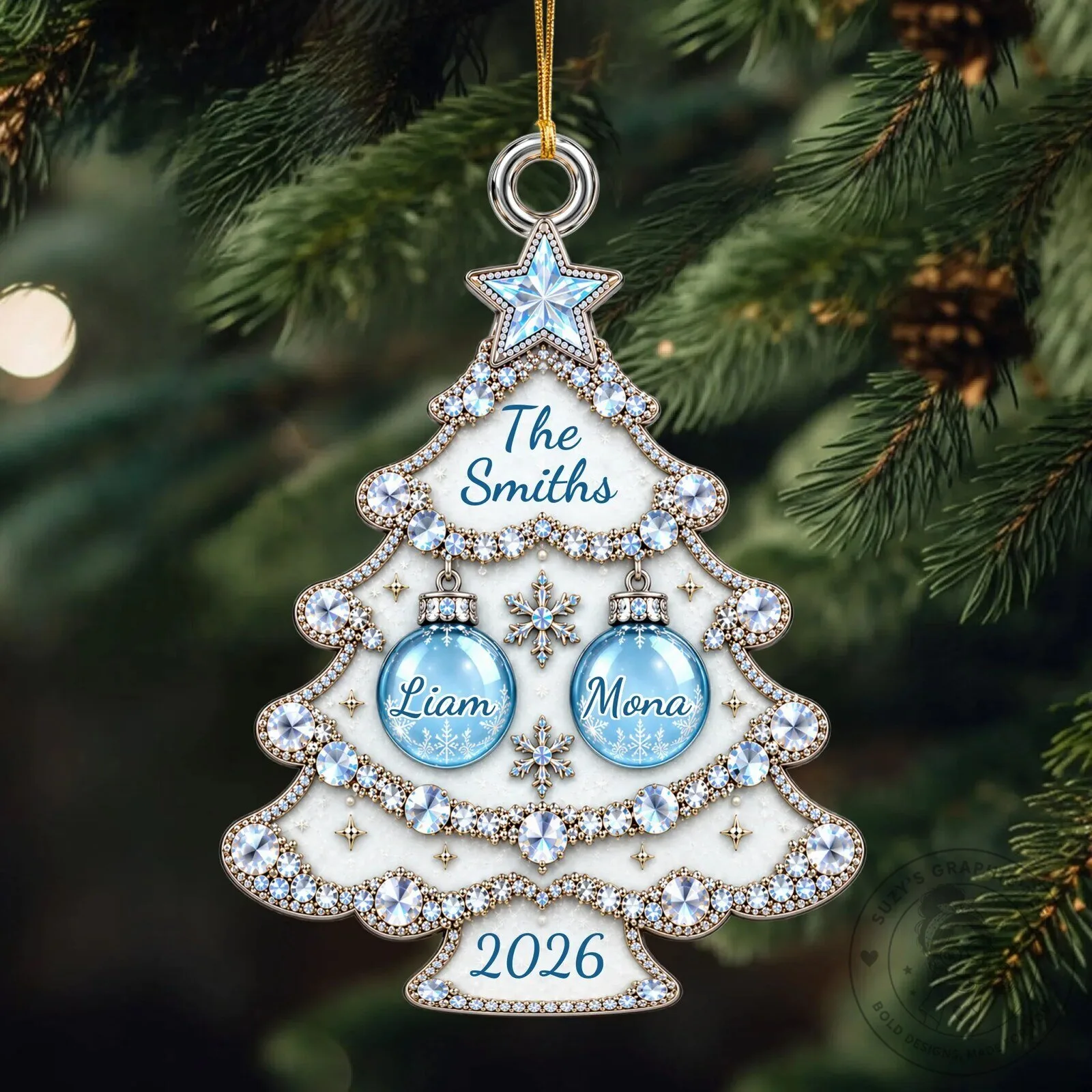 Customizable Christmas Tree Ornament for Family with Names and Year 8 Customizable Christmas Tree Ornament for Family with Names and Year