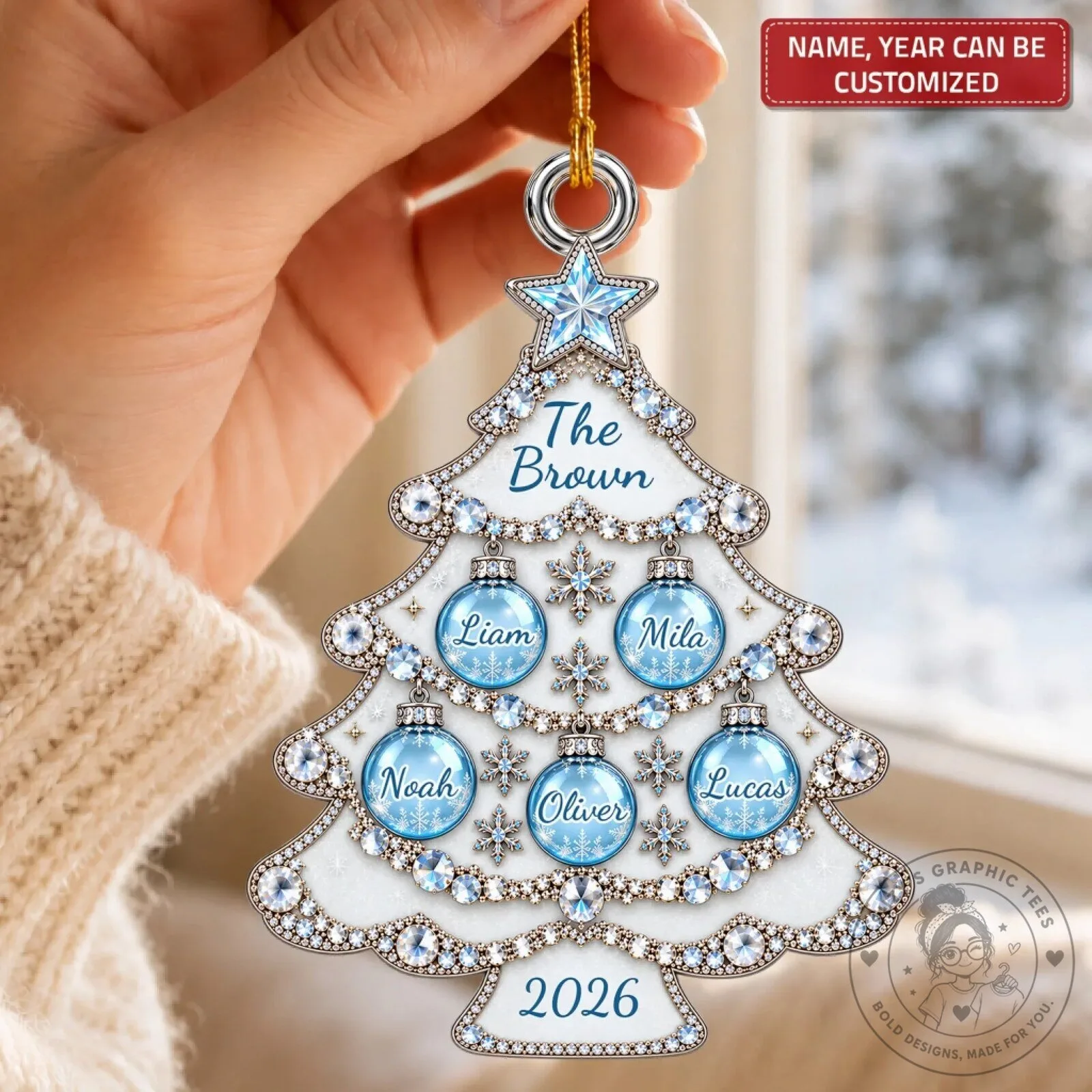 Customizable Christmas Tree Ornament for Family with Names and Year 9 Customizable Christmas Tree Ornament for Family with Names and Year