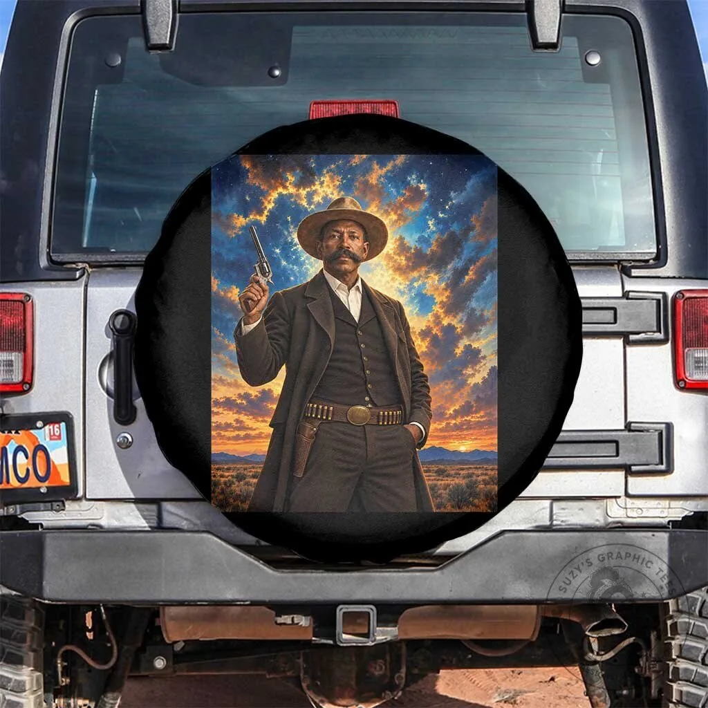 Bass Reeves Wild West Lawman Portrait Spare Tire Cover for Jeep Wrangler