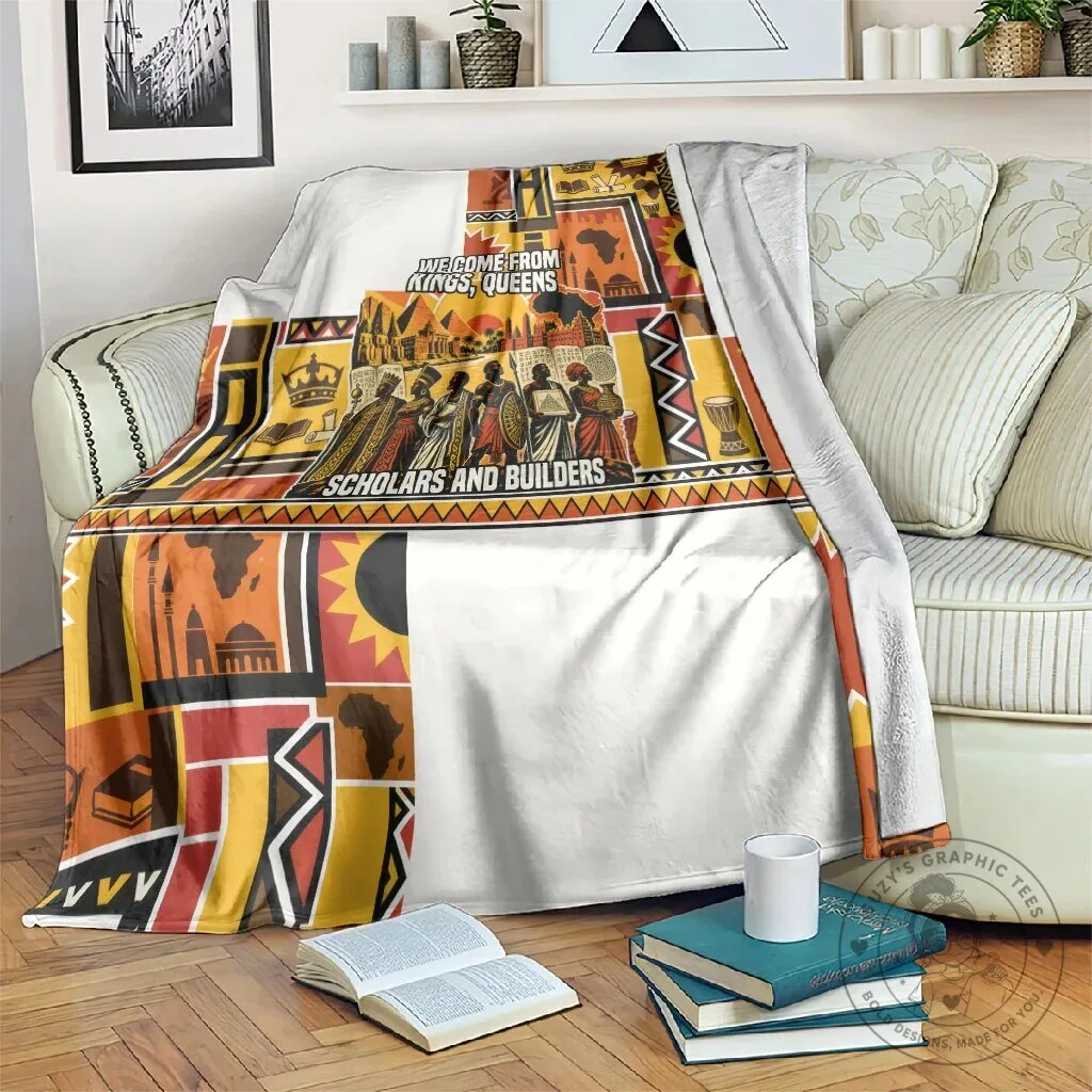 Pan African Ancient Kings Queens Black History Month Sherpa Blanket