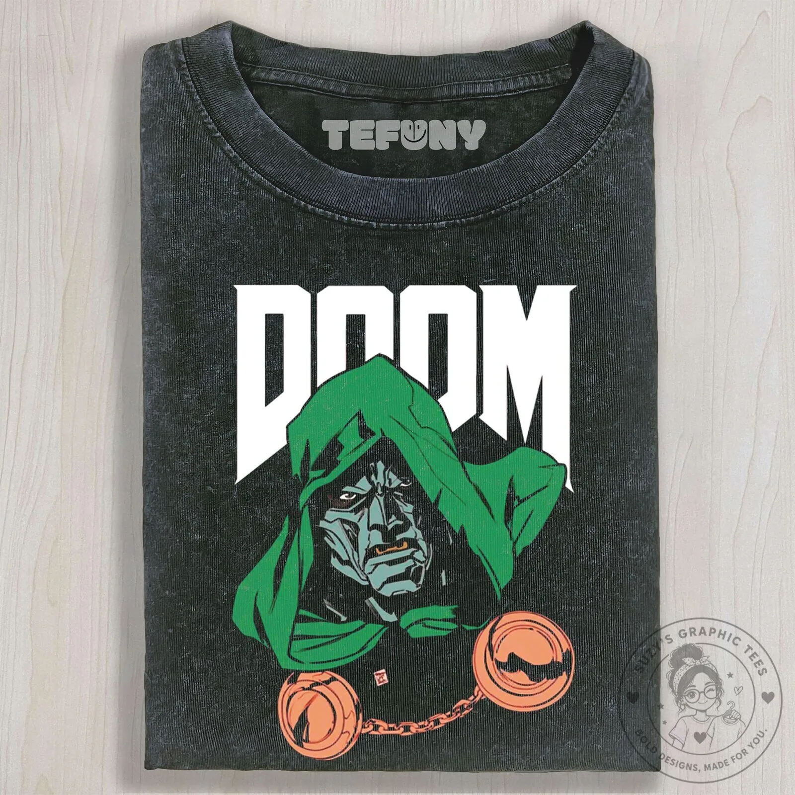 Doctor Doom Marvel Comics Supervillain Vintage Washed Graphic T-Shirt