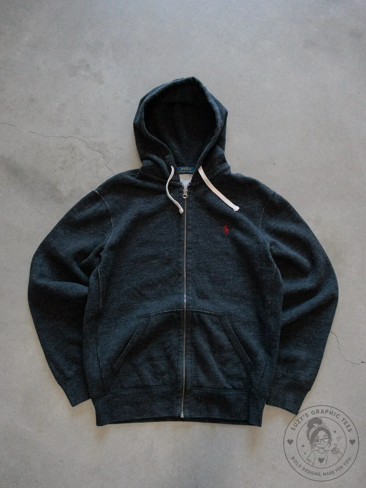 Vintage Grey Polo Ralph Lauren Full Zip Hoodie