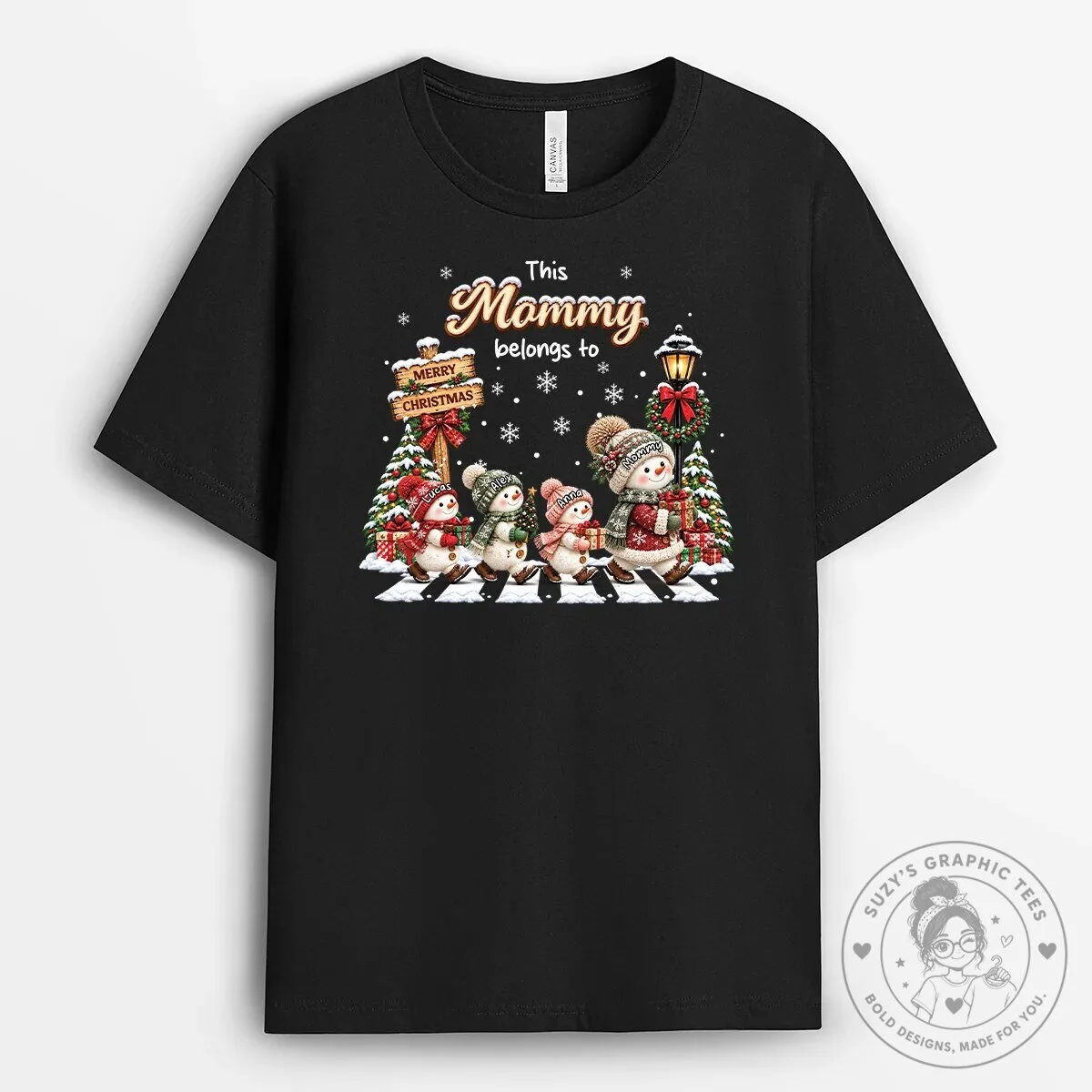 Personalized Christmas Snowman Family Mommy Belong To Holiday T-Shirt