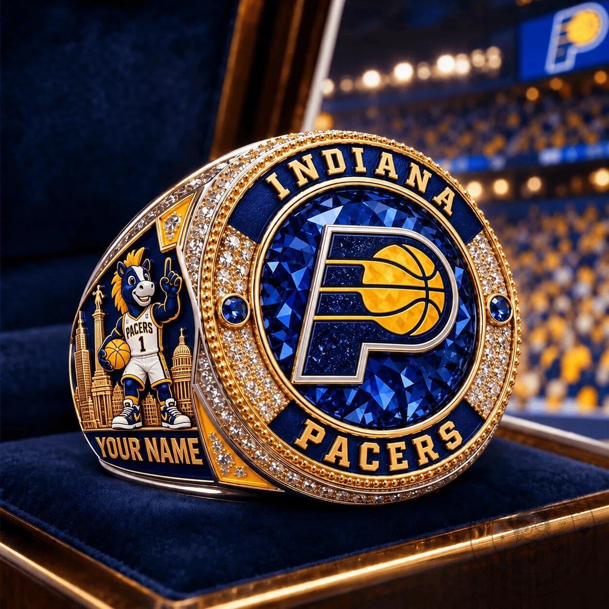 Indiana Pacers NBA Basketball Championship Ring with Personalized Name