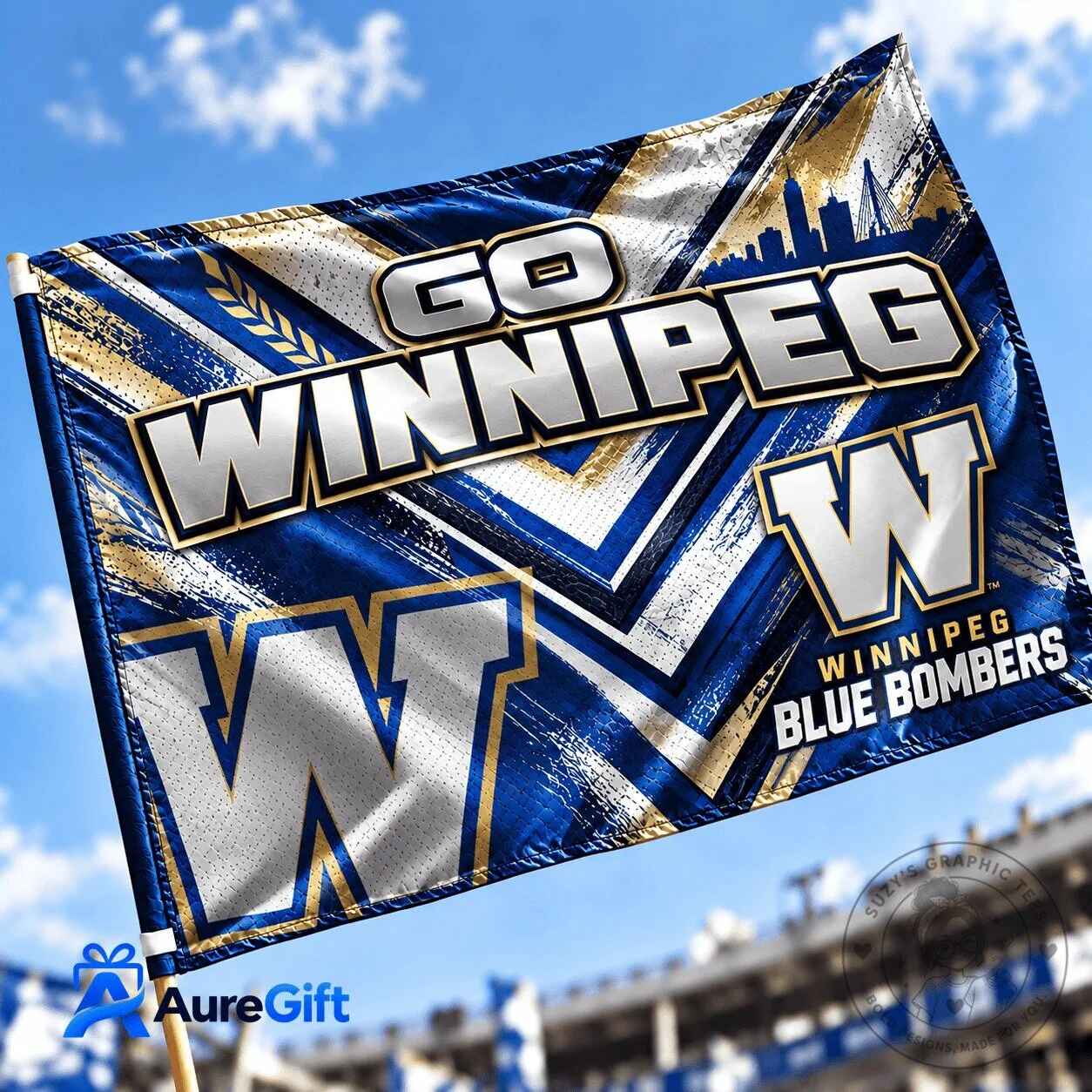 Winnipeg Blue Bombers Canadian Football League Go Winnipeg House Flag
