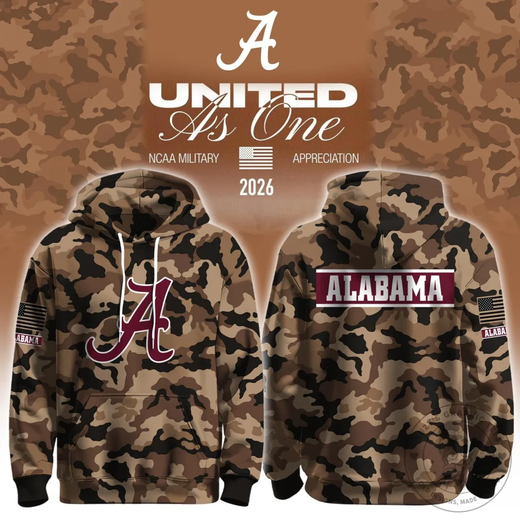 Military Appreciation Hoodie in Camouflage for Alabama Crimson Tide Fans Military Appreciation Hoodie in Camouflage for Alabama Crimson Tide Fans