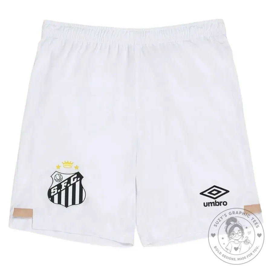 Santos Futebol Clube White Away Soccer Shorts with Umbro Logo