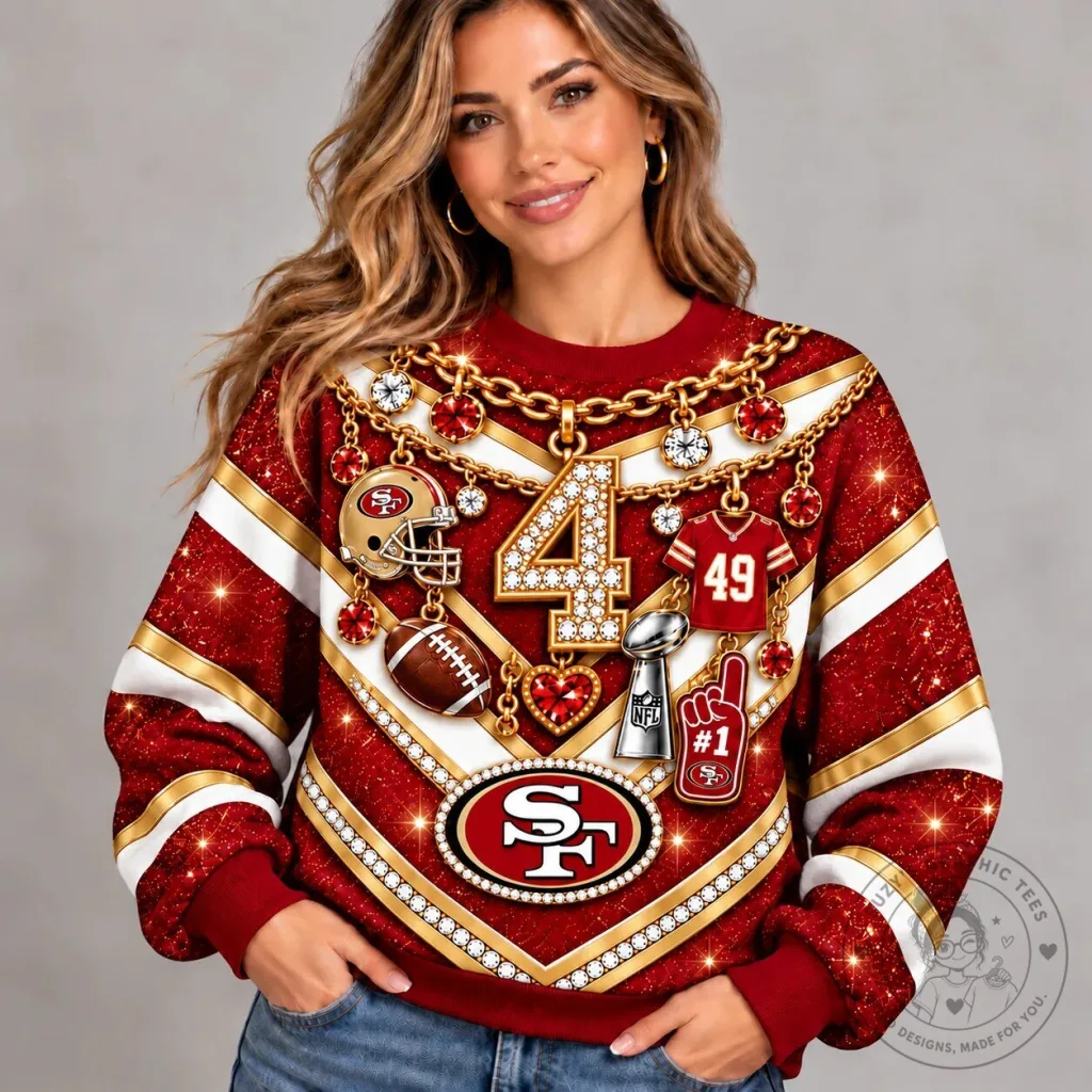 San Francisco 49ers Football Bling Sparkle Luxury Sweatshirt San Francisco 49ers Football Bling Sparkle Luxury Sweatshirt