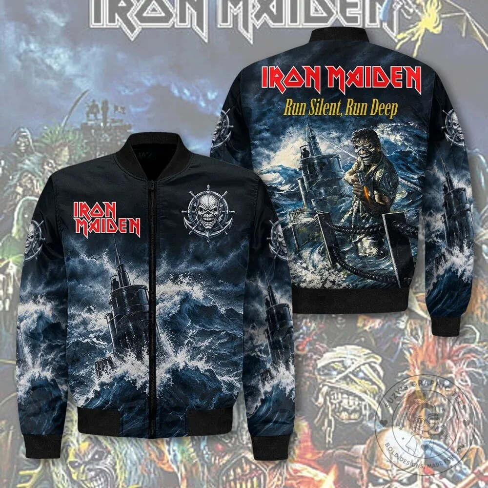 Iron Maiden Run Silent Run Deep Heavy Metal Bomber Jacket 1 Iron Maiden Run Silent Run Deep Heavy Metal Bomber Jacket