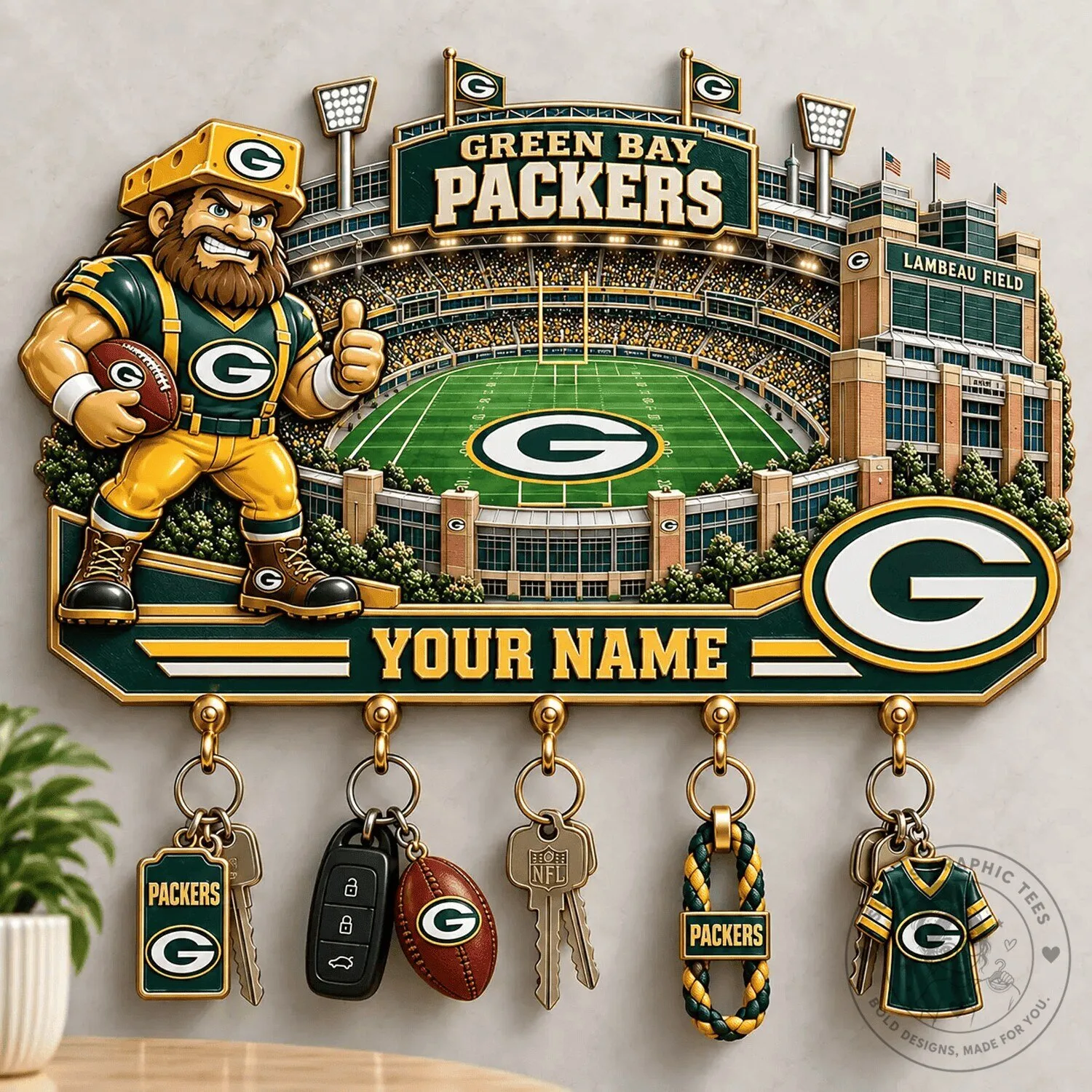 Green Bay Packers Lambeau Field Stadium Key Holder Wall Decor