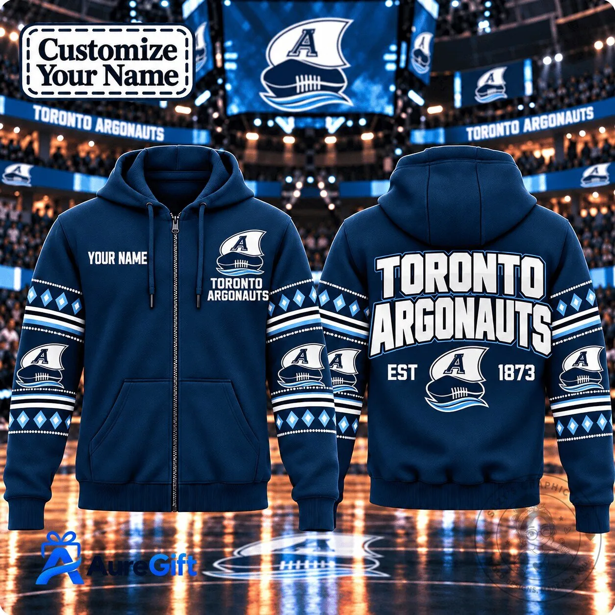 Toronto Argonauts CFL Personalized Native American Style Zip-Up Hoodie 3 Toronto Argonauts CFL Personalized Native American Style Zip-Up Hoodie