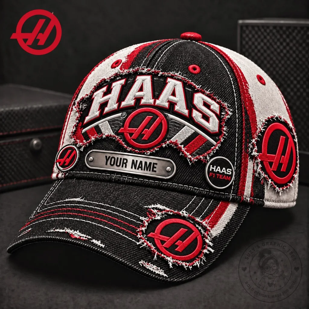Haas F1 Team Custom Name Distressed Denim Baseball Cap Hat Haas F1 Team Custom Name Distressed Denim Baseball Cap Hat