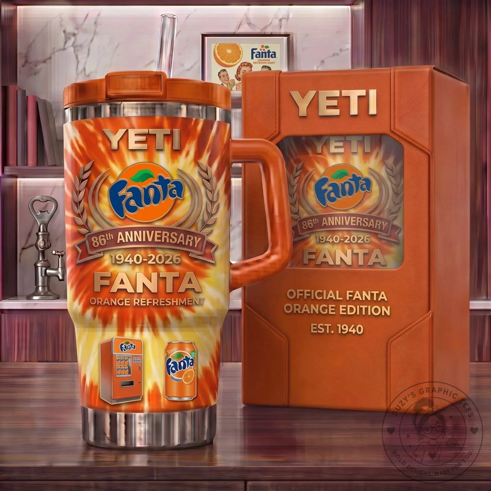 Fanta 86th Anniversary Orange Refreshment Yeti Tumbler with Handle and Straw 5 Fanta 86th Anniversary Orange Refreshment Yeti Tumbler with Handle and Straw