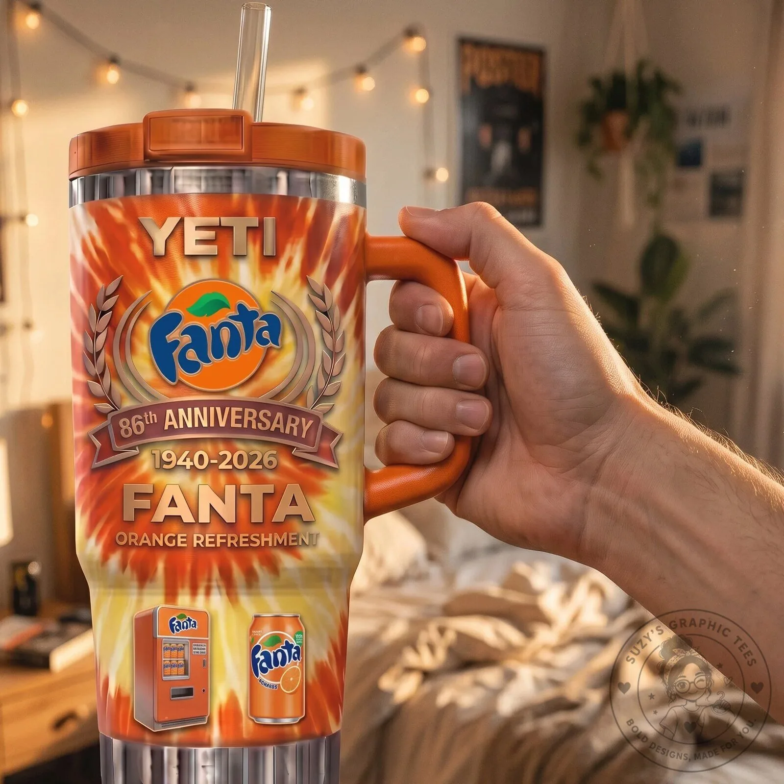 Fanta 86th Anniversary Orange Refreshment Yeti Tumbler with Handle and Straw 6 Fanta 86th Anniversary Orange Refreshment Yeti Tumbler with Handle and Straw