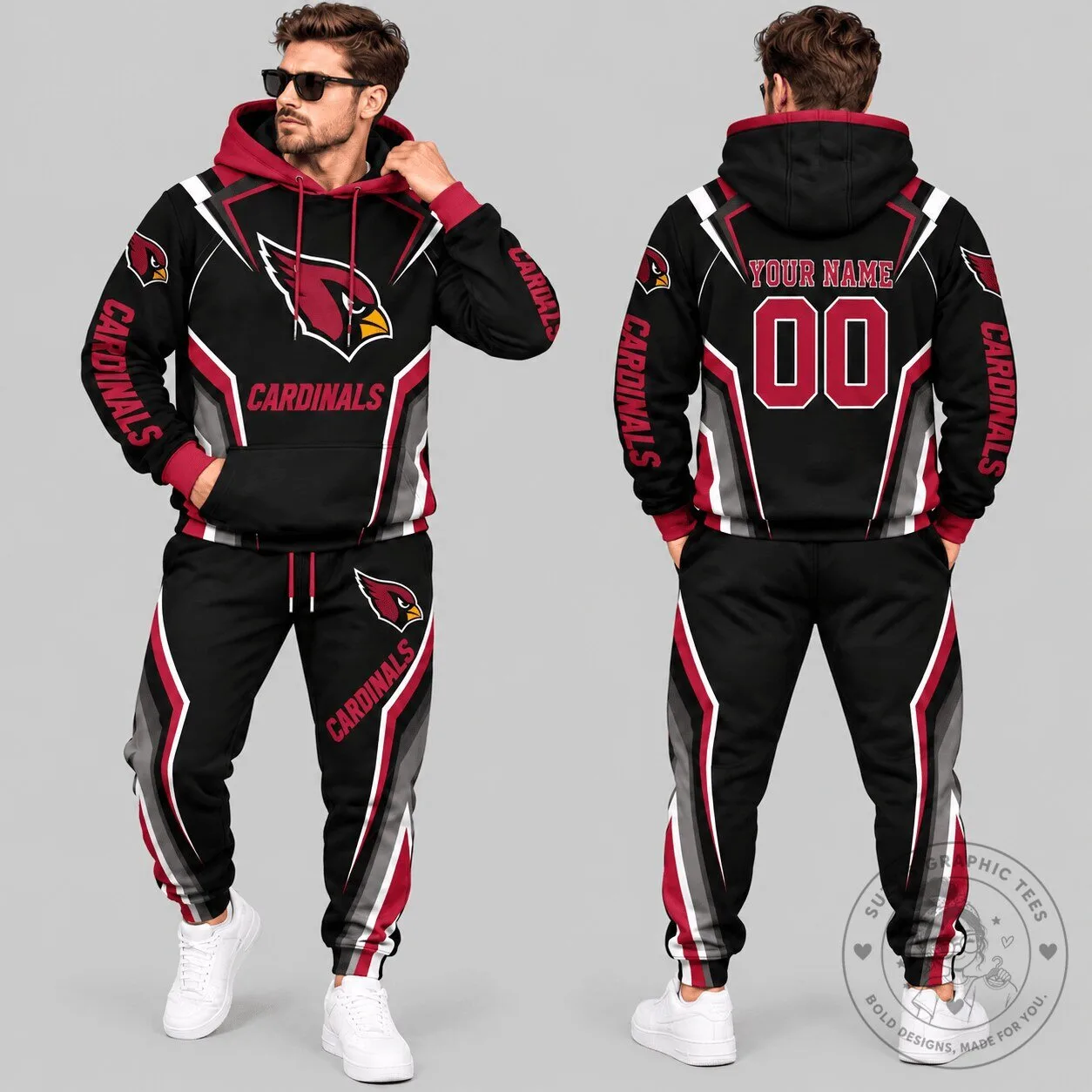 Arizona Cardinals NFL Football Team Gradient Stripe Hoodie Sweatshirt