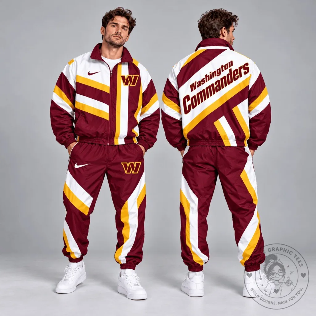 Washington Commanders NFL Retro Geometric Stripe Full Zip Windbreaker Jacket Washington Commanders NFL Retro Geometric Stripe Full Zip Windbreaker Jacket