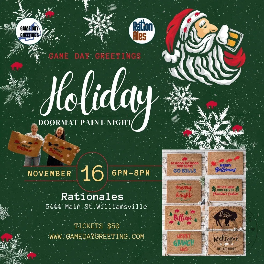 Buffalo Bills Christmas Holiday Doormat Paint Night Event Ticket