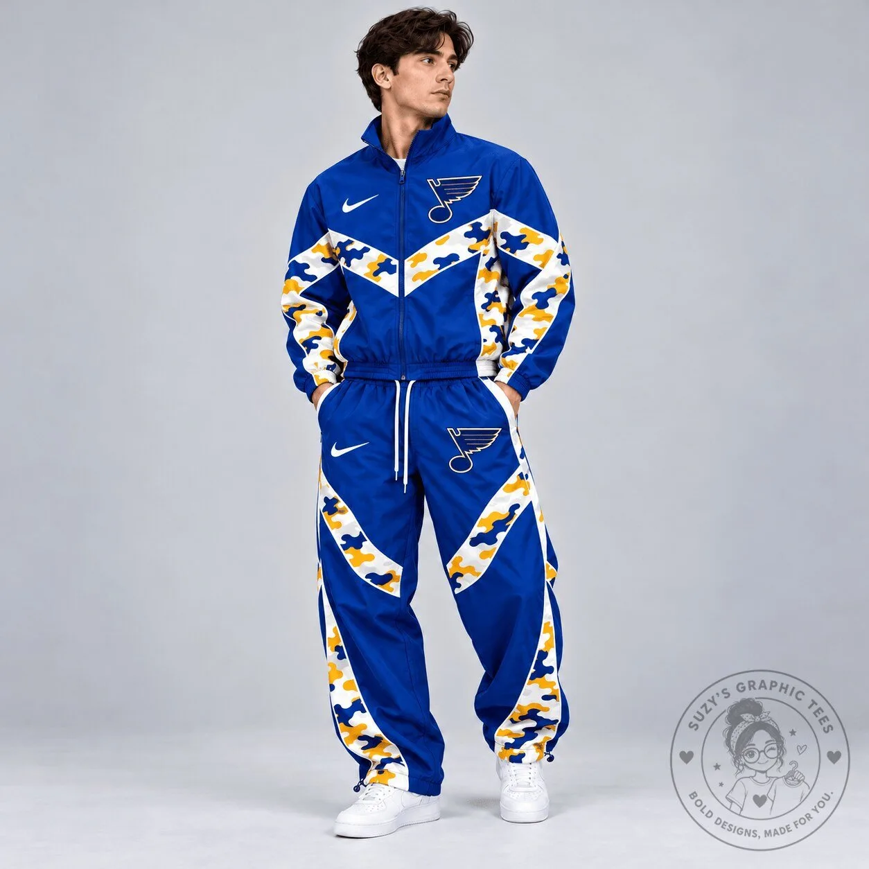 St. Louis Blues NHL Urban Camouflage Chevron Full Zip Windbreaker Jacket