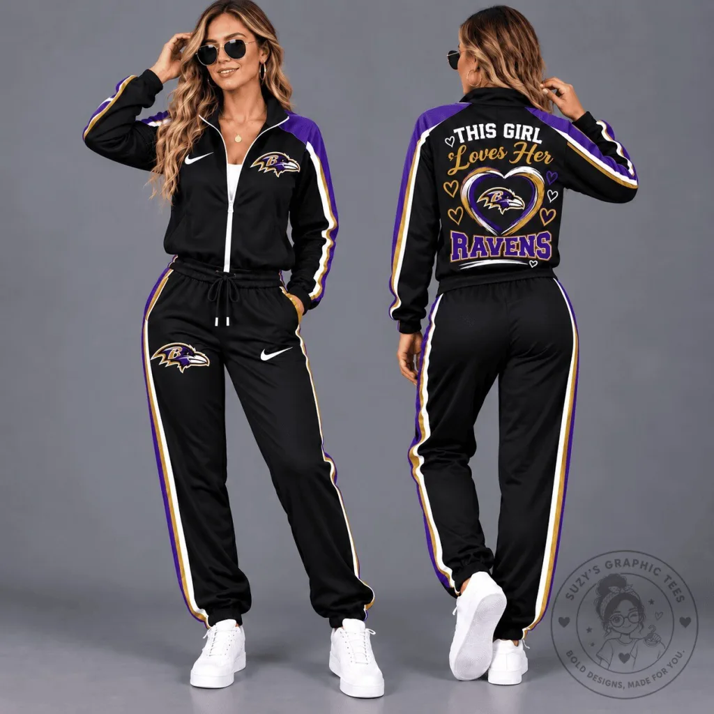 Baltimore Ravens This Girl Loves Her Ravens Football Fan Tracksuit Hoodie Baltimore Ravens This Girl Loves Her Ravens Football Fan Tracksuit Hoodie