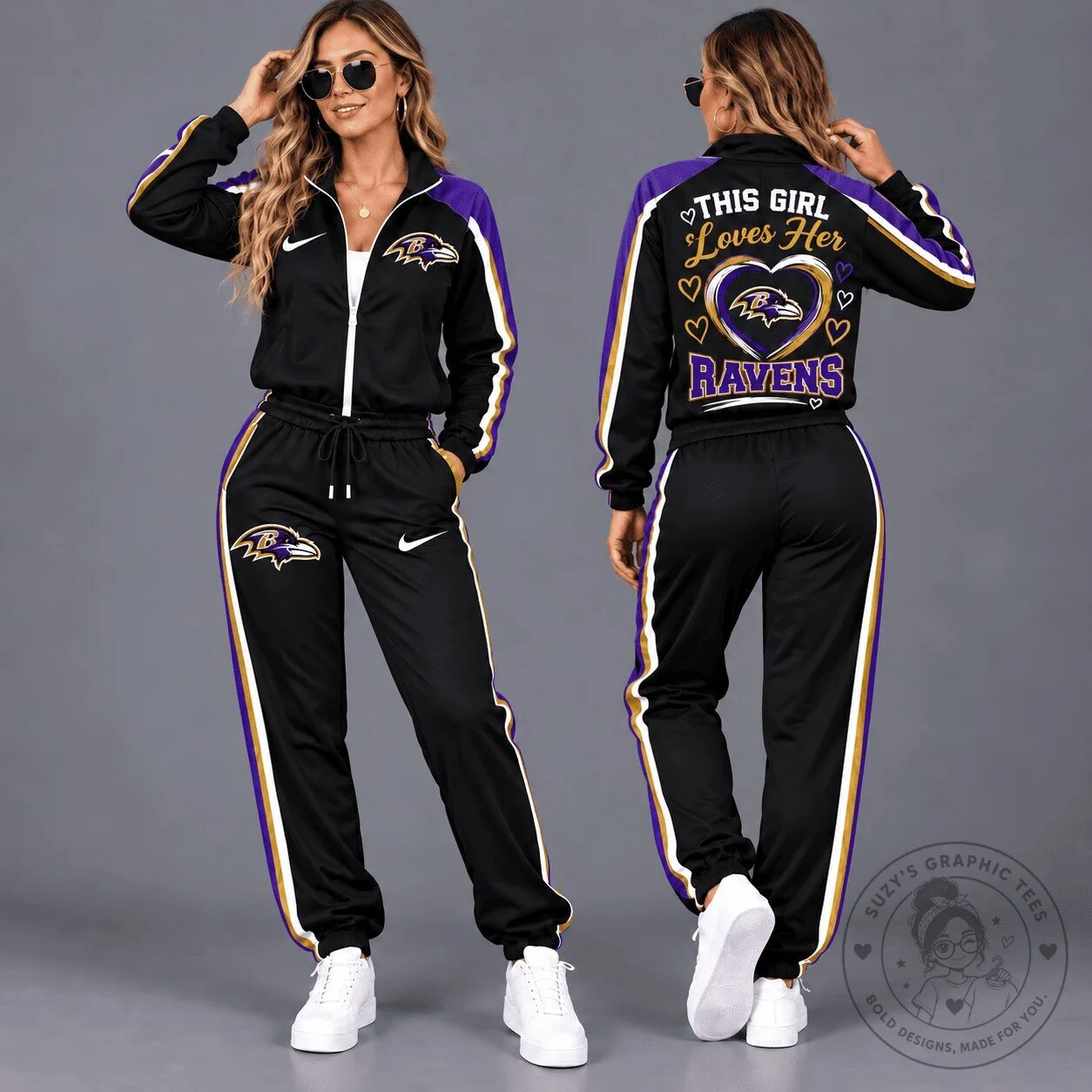 Baltimore Ravens This Girl Loves Her Ravens Football Fan Tracksuit Hoodie