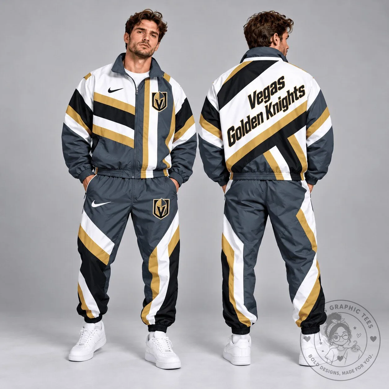 Vegas Golden Knights Dynamic Diagonal Stripe Full Zip Windbreaker Jacket