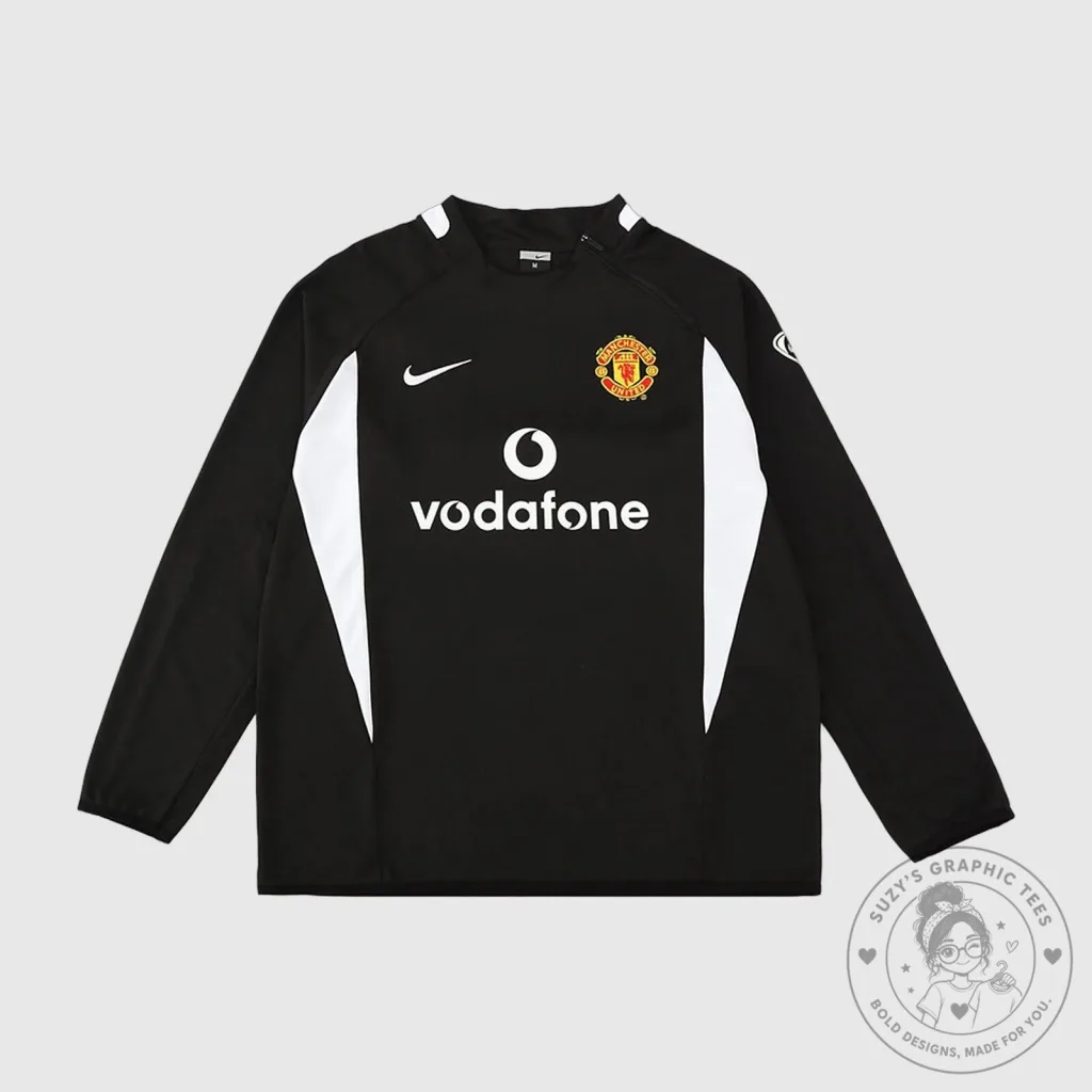 Manchester United 2002-2003 Vodafone Black Long Sleeve Training Jersey Manchester United 2002-2003 Vodafone Black Long Sleeve Training Jersey