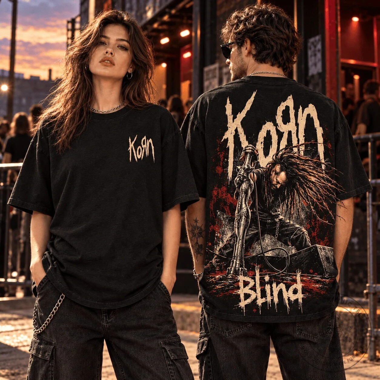 Korn Blind Live Performance Nu Metal Band Graphic T-Shirt for Music Fans