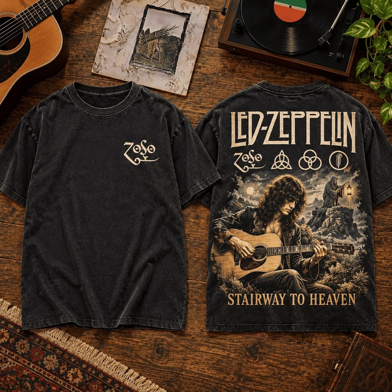 Led Zeppelin Stairway To Heaven Acoustic Guitar Classic Rock Band T-Shirt