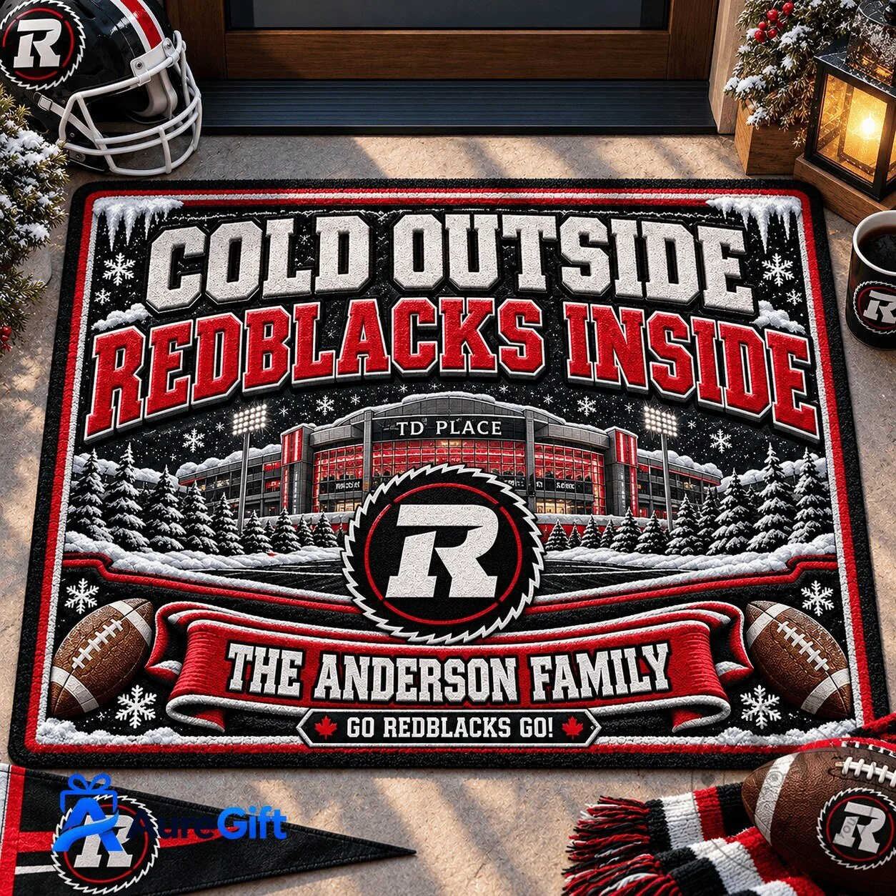 Ottawa Redblacks Personalized Football Team Winter Doormat