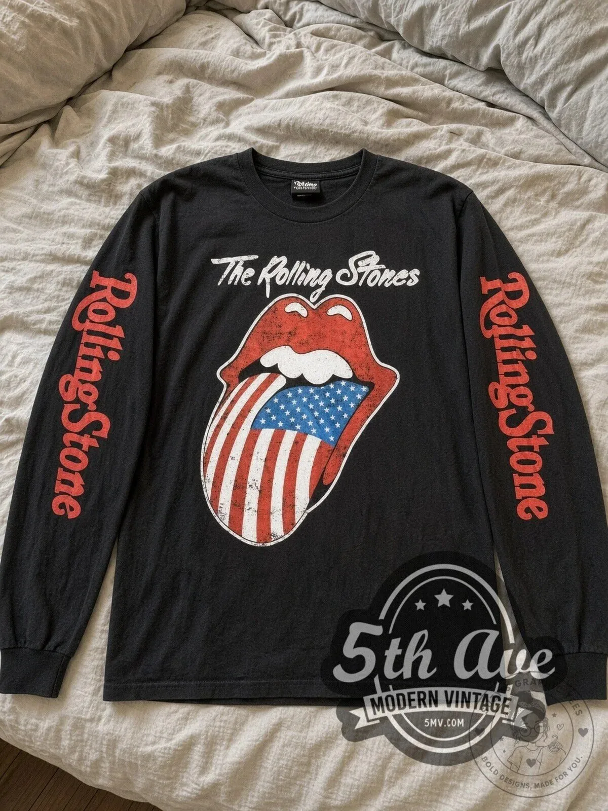 The Rolling Stones US Flag Tongue Vintage Band Long Sleeve T-Shirt 8 The Rolling Stones US Flag Tongue Vintage Band Long Sleeve T-Shirt