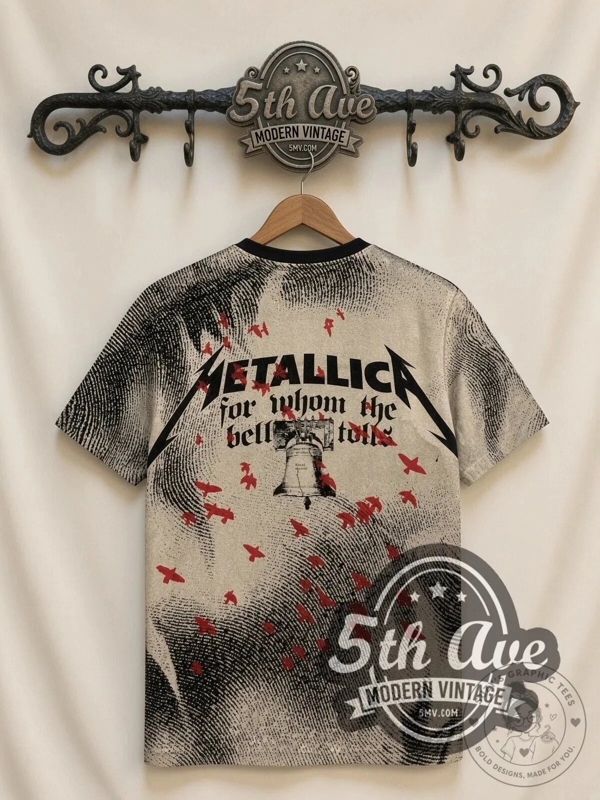 Metallica For Whom the Bell Tolls Crow Graphic Print Band T-Shirt 7 Metallica For Whom the Bell Tolls Crow Graphic Print Band T-Shirt