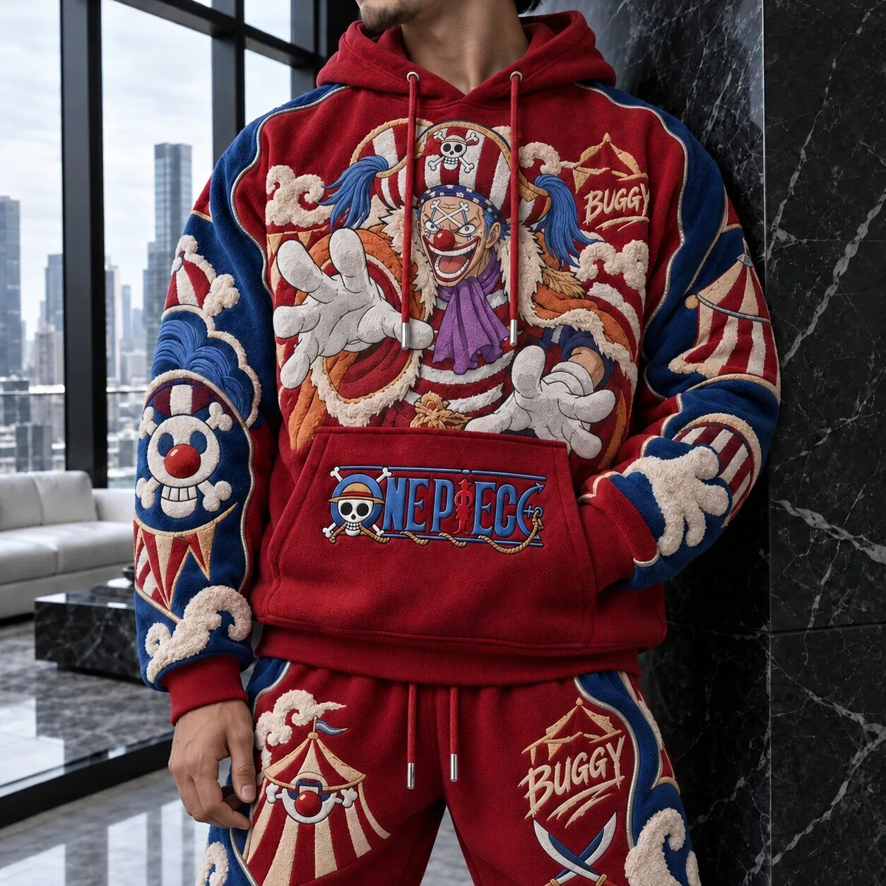 One Piece Buggy the Clown Pirate Captain Embroidered Hoodie 3 One Piece Buggy the Clown Pirate Captain Embroidered Hoodie