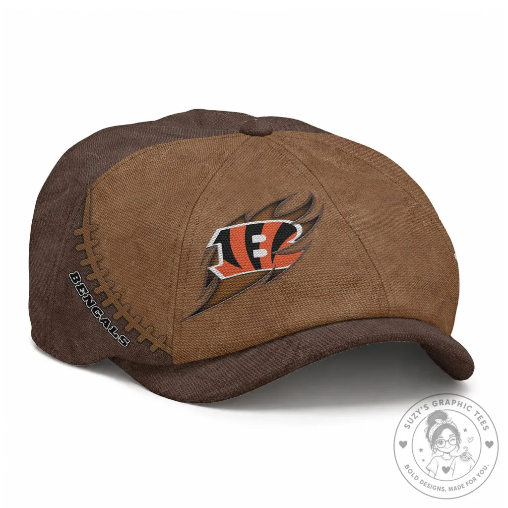 Cincinnati Bengals Football Team Logo Brown Newsboy Cap for Adults Cincinnati Bengals Football Team Logo Brown Newsboy Cap for Adults