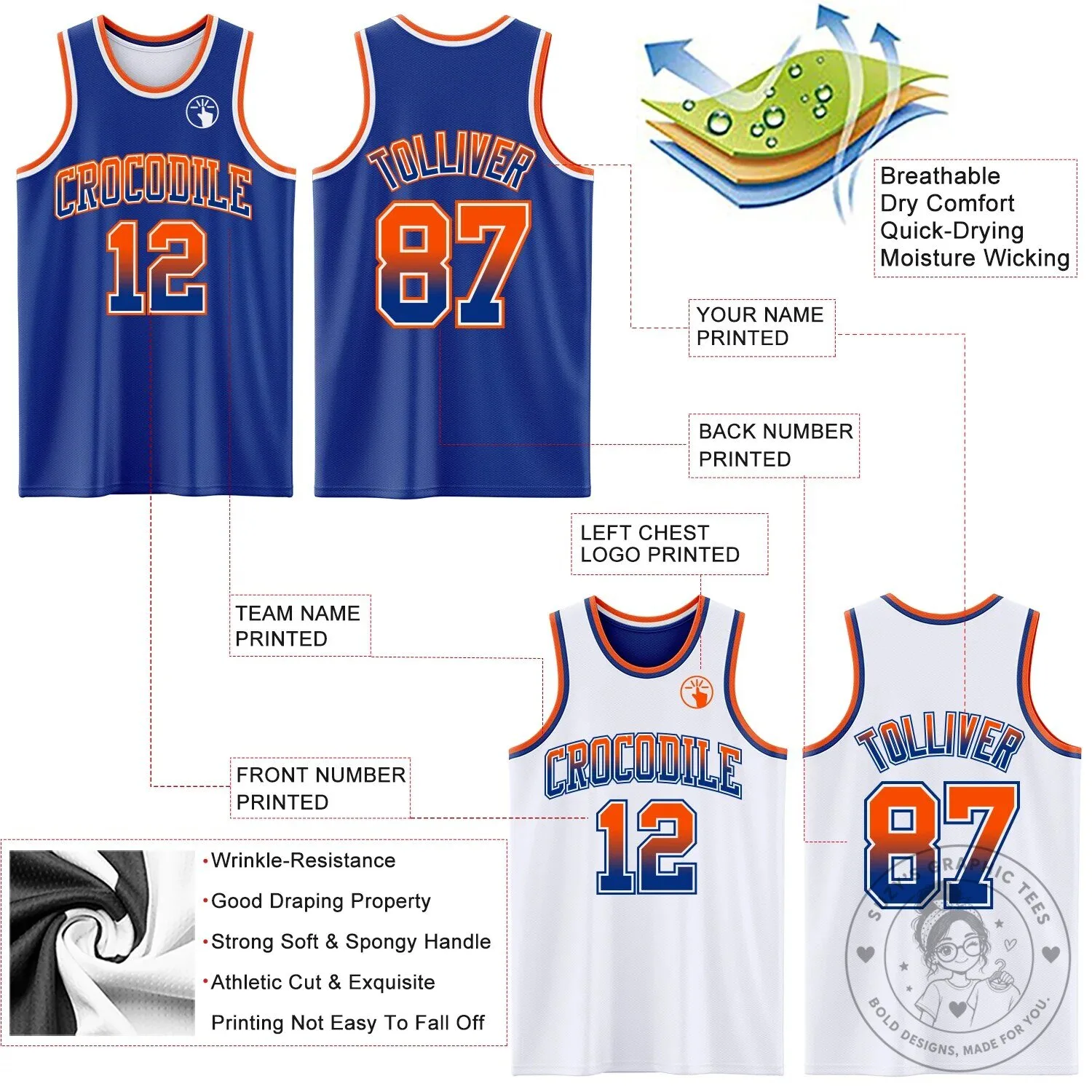 Reversible Double-Sided Basketball Jersey in Custom Royal Blue with White Fade Design 11 Reversible Double-Sided Basketball Jersey in Custom Royal Blue with White Fade Design