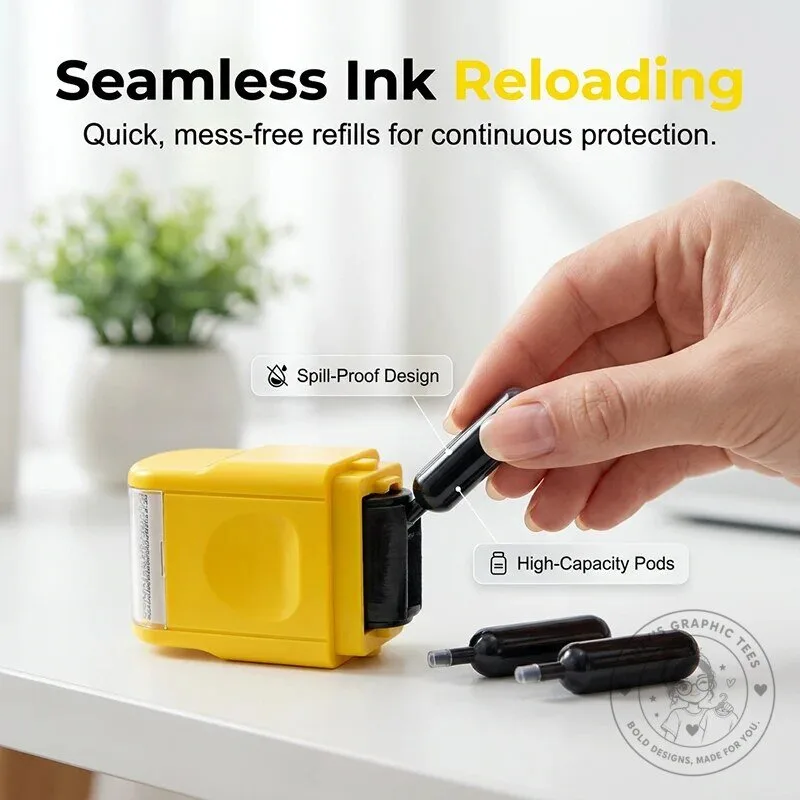 Seamless Ink Reloading Anti-Theft Information Blocker Stamp with High-Capacity Pods