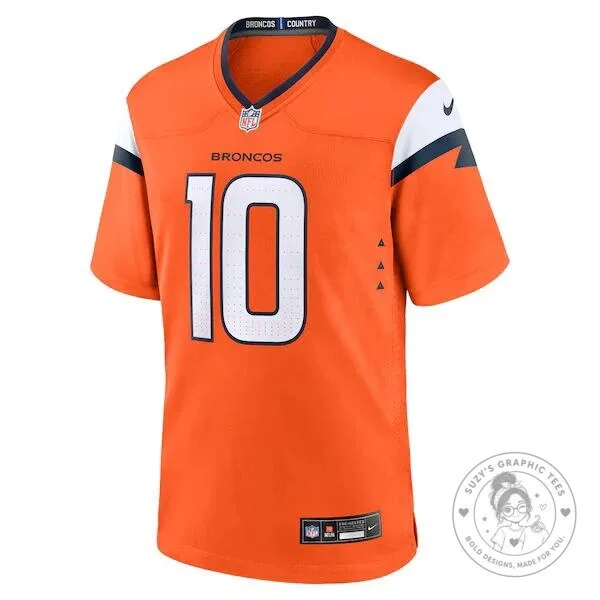 Denver Broncos Bo Nix Orange Football Game Jersey 14 Denver Broncos Bo Nix Orange Football Game Jersey