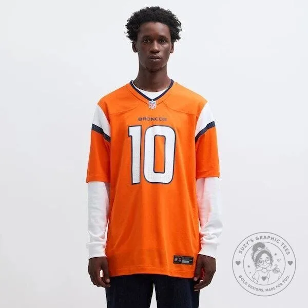 Denver Broncos Bo Nix Orange Football Game Jersey 16 Denver Broncos Bo Nix Orange Football Game Jersey