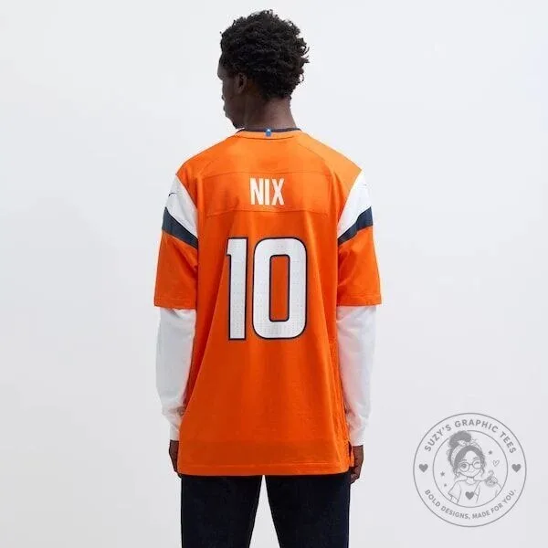 Denver Broncos Bo Nix Orange Football Game Jersey 17 Denver Broncos Bo Nix Orange Football Game Jersey