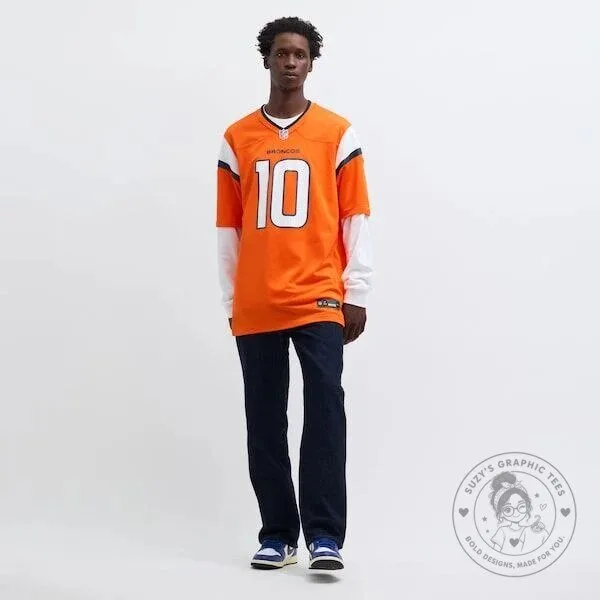 Denver Broncos Bo Nix Orange Football Game Jersey 18 Denver Broncos Bo Nix Orange Football Game Jersey