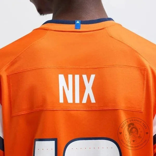Denver Broncos Bo Nix Orange Football Game Jersey 20 Denver Broncos Bo Nix Orange Football Game Jersey